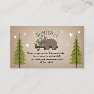 Boho Sömnig Bear Stars Diaper Raffle Tilläggskort