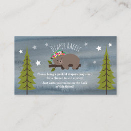 Boho Sömnig Bear Stars Diaper Raffle Tilläggskort