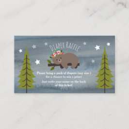 Boho Sömnig Bear Stars Diaper Raffle Tilläggskort