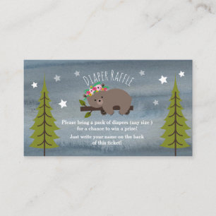 Boho Sömnig Bear Stars Diaper Raffle Tilläggskort