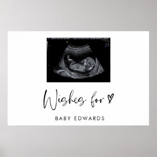 Boho Sonogram Gender Neutral Baby Shower Guestbook Poster