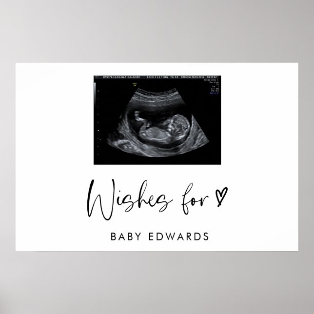 Boho Sonogram Gender Neutral Baby Shower Guestbook Poster (Framsidan)