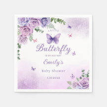 Boho söt Blommigt Lila Butterfly Girl Baby Shower