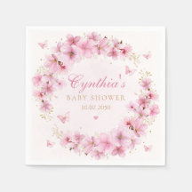 Boho Söt Rosa Akvarell Blommig Flick Bebis Shower