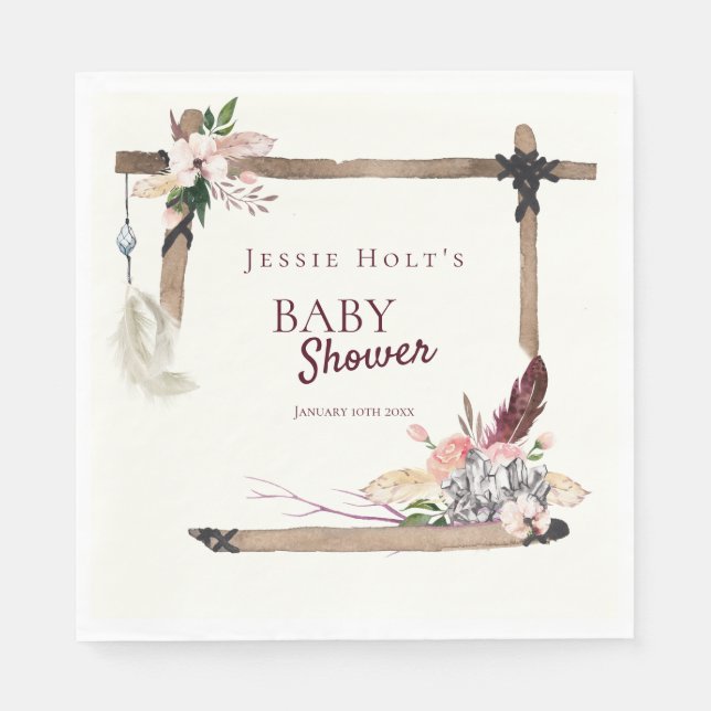 Boho Southwest Baby Shower Pappersservett (Framsidan)