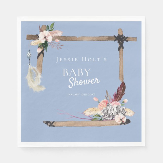 Boho Southwest Chambray Baby Shower Pappersservett (Framsidan)