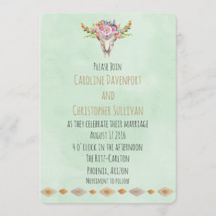 Boho Southwest Cow Skull Wedding bjudande in Inbjudningar