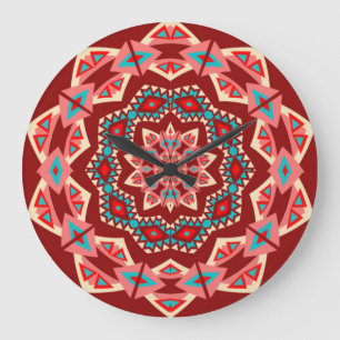 Boho Southwest Mandala Stor Klocka