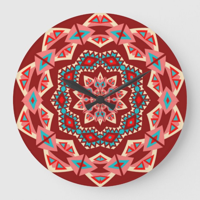 Boho Southwest Mandala Stor Klocka (Framsida)