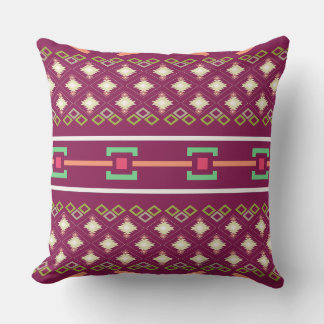 Boho Southwestern Aztec Diamantmönster i Burgund Kudde