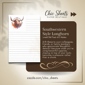 Boho-Southwestern stil Longhorn Linjerade 3M Post-it Block