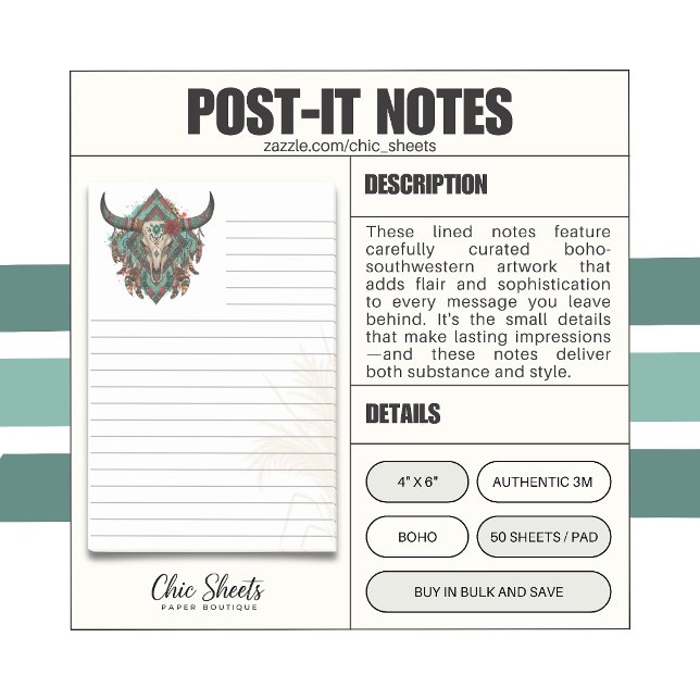 Boho-Southwestern stilft flair fodrade 3M  Post-it Block (Skapare uppladdad)