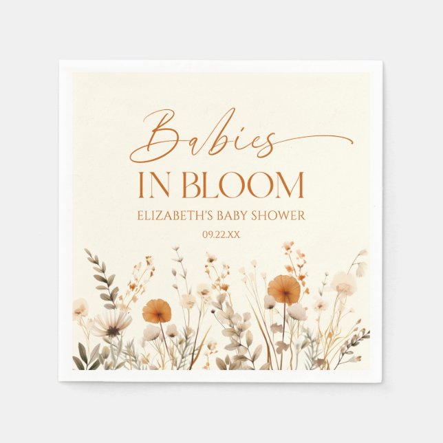 Boho Spädbarn i Bloom Wildblommes Twillingar Baby  Pappersservett (Framsidan)