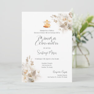 Boho Spain First Heliga Communion Inbjudningar