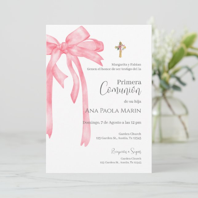 Boho Spain First Heliga Communion Inbjudningar (Stående Fram)