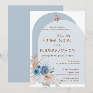Boho Spain First Heliga Communion Inbjudningar