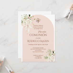 Boho Spain First Heliga Communion Inbjudningar