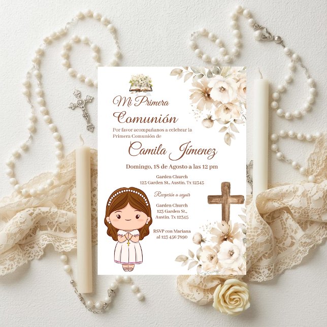 Boho Spanish First Holy Communion Inbjudningar (Skapare uppladdad)