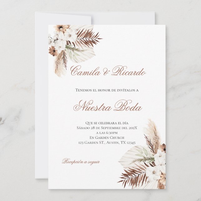 Boho Spanish Wedding Invitation Inbjudningar (Framsida)
