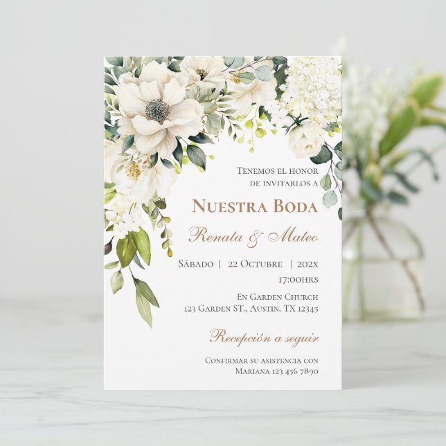 Boho Spanish Wedding Invitation Inbjudningar (Stående Fram)