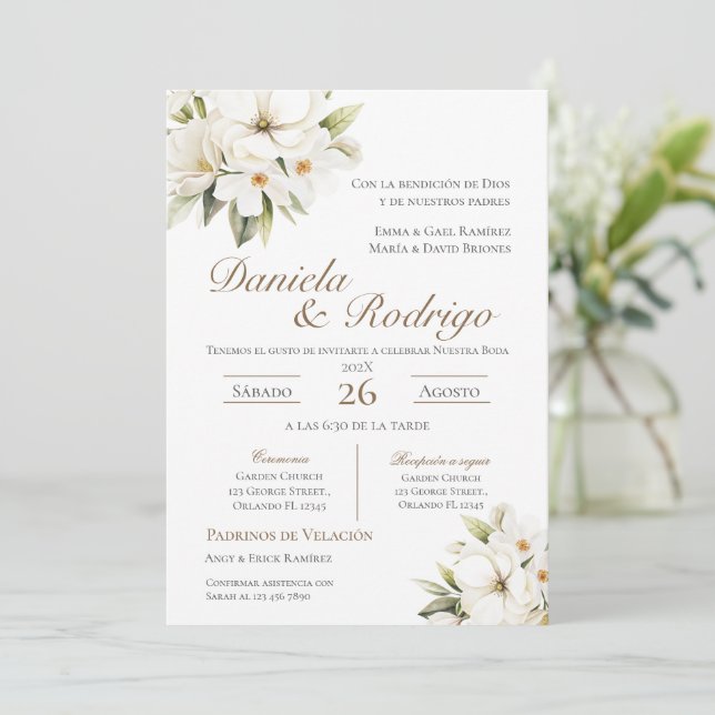 Boho Spanish Wedding Invitation Inbjudningar (Stående Fram)