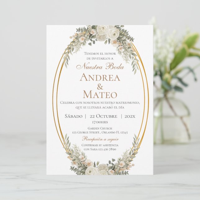 Boho Spanish Wedding Invitation Inbjudningar (Stående Fram)