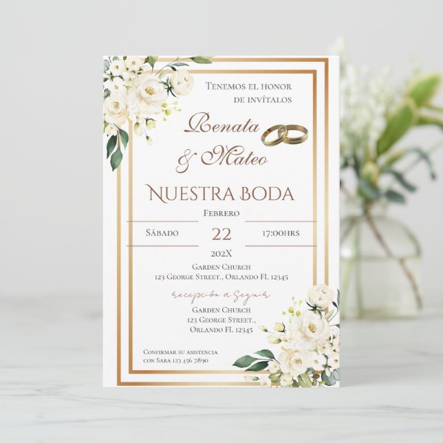 Boho Spanish Wedding Invitation Inbjudningar (Stående Fram)