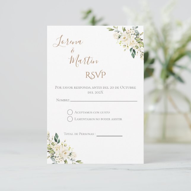 Boho Spanish Wedding RSVP Card Tilläggskort (Stående Fram)