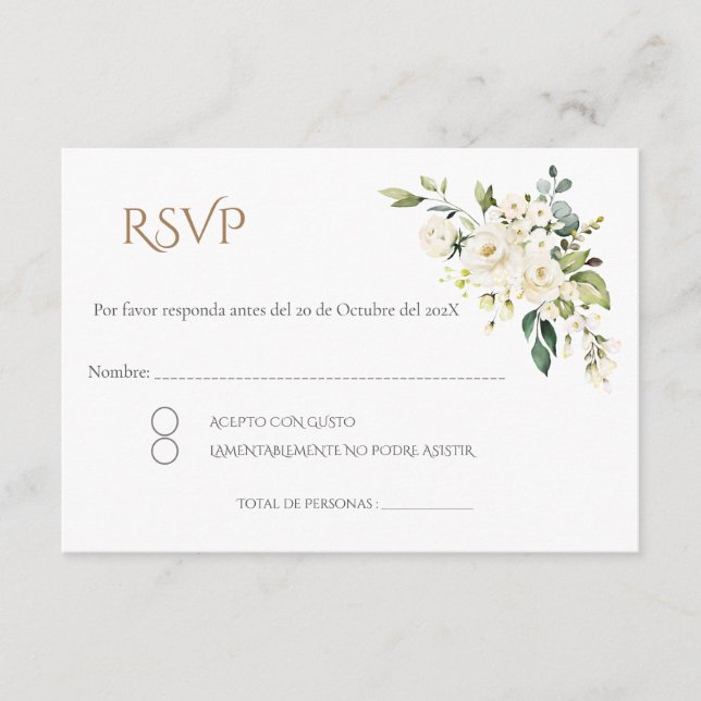 Boho Spanish Wedding RSVP Card Tilläggskort (Framsida)