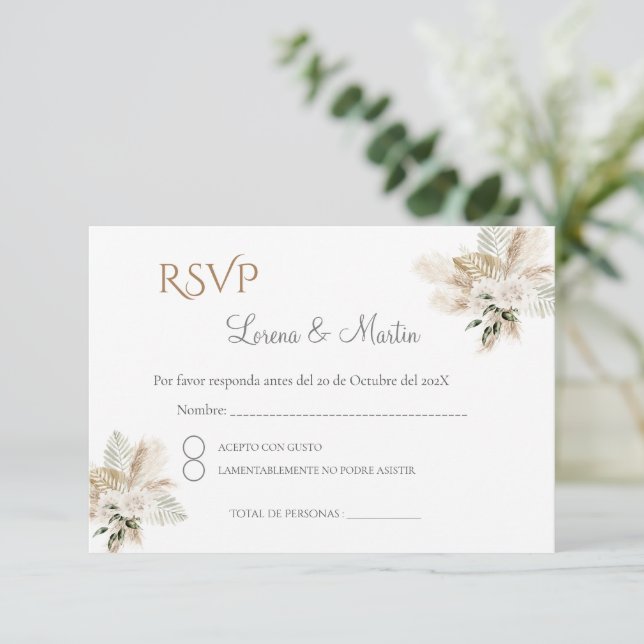Boho Spanska Bröllop OSA Card Tilläggskort (Stående Fram)