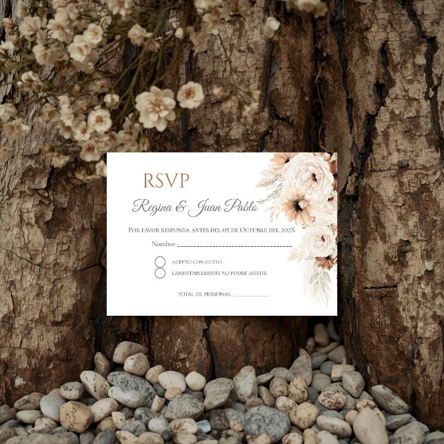 Boho spanskt bröllop RSVP-kort Tilläggskort (Skapare uppladdad)