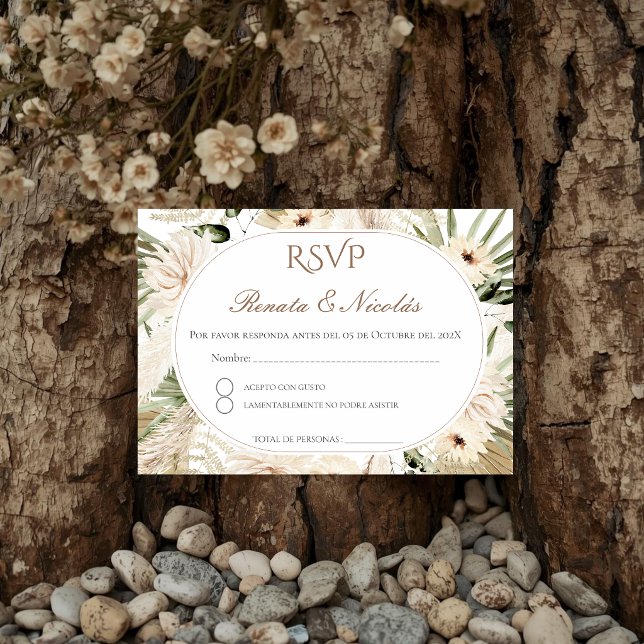Boho spanskt bröllop RSVP-kort Tilläggskort (Skapare uppladdad)