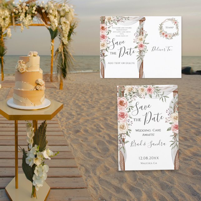 Boho Spara datum - Elegant bohemisk blommig Meddelande Vykort (Skapare uppladdad)