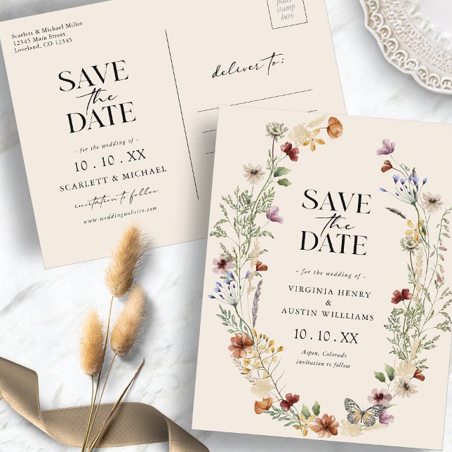 Boho Spara Datum Postkort Vykort (Boho Save The Date Postcard
)