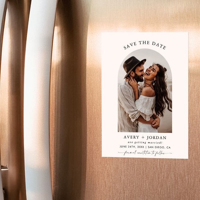 Boho Spara datumet, Foto Minimalist Spara datumet Magnetisk Inbjudningskort (Skapare uppladdad)