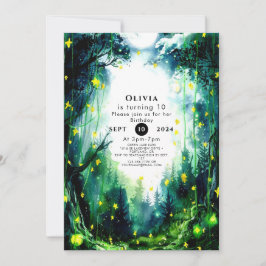 Boho Sparkling Woodland Birthday Inbjudningar