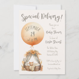 Boho Speciell Delivery Balloon Baby Shower Inbjudningar