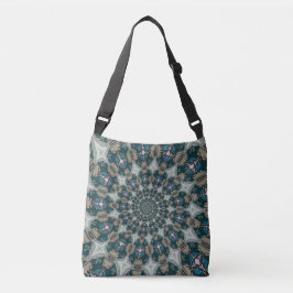 Boho Spiral Teal och Khaki Kalejdoskop Axelväska