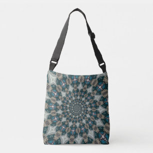 Boho Spiral Teal och Khaki Kalejdoskop Axelväska