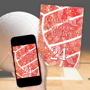 Boho sport orange blommigt volleyball lycka till kort