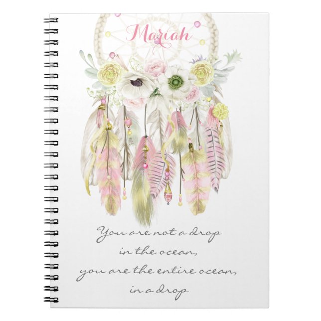 Boho stam- Dreamcatcher blommar infödd ande Anteckningsbok Med Spiral (Framsidan)
