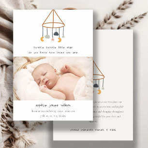 Boho Star Måne Cloud Baby Photo Birth Notice Tack Kort