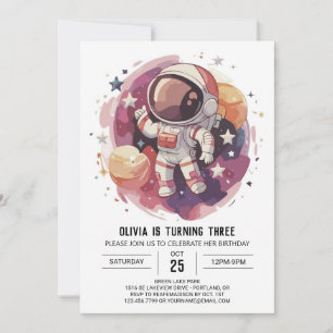 Boho Starry Äventyr Astronaut Birthday Inbjudningar