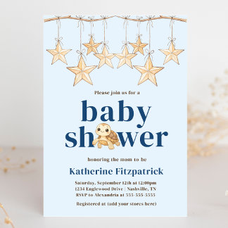 Boho Stars Baby Sea Turtle Nautical Baby Shower Inbjudningar