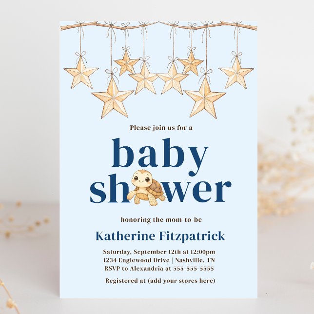 Boho Stars Baby Sea Turtle Nautical Baby Shower Inbjudningar (Boho Stars Baby Sea Turtle Nautical Baby Shower Invitation)