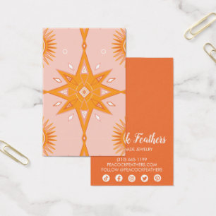 Boho Stars Earring Necklace Jewelry Visning Card Visitkort