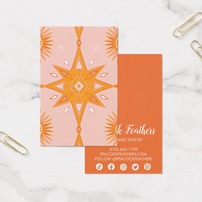 Boho Stars Earring Necklace Jewelry Visning Card Visitkort (Kontor)