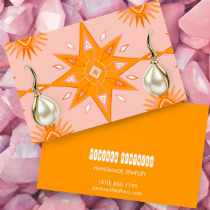 Boho Stars Earring Necklace Jewelry Visning Card Visitkort