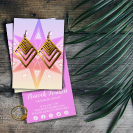 Boho Stars Earring Necklace Jewelry Visning Card Visitkort