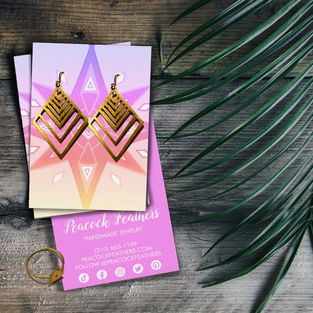 Boho Stars Earring Necklace Jewelry Visning Card Visitkort (Skapare uppladdad)